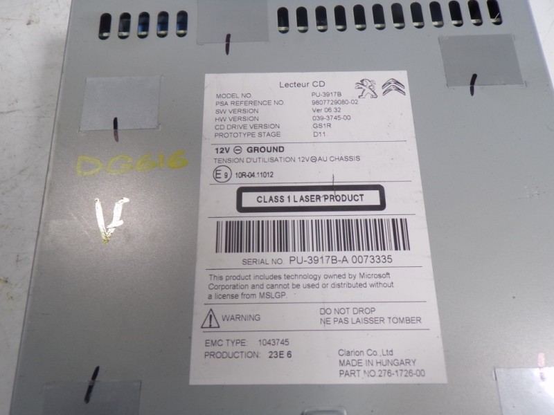 Recambio de sistema audio / radio cd para peugeot 508 sw active referencia OEM IAM 1612522880 9807729080 