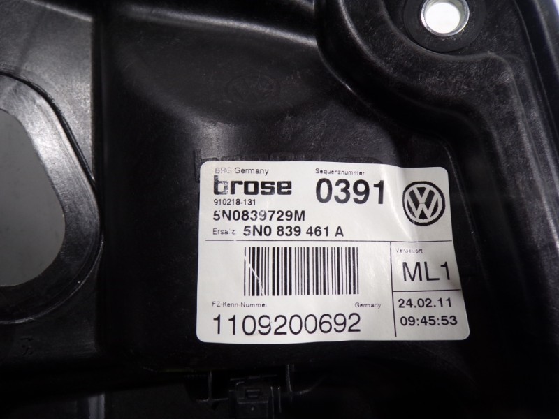 Recambio de elevalunas trasero izquierdo para volkswagen tiguan (5n1) 2.0 tdi referencia OEM IAM 5N0839461A 5N0839729M 910218131
