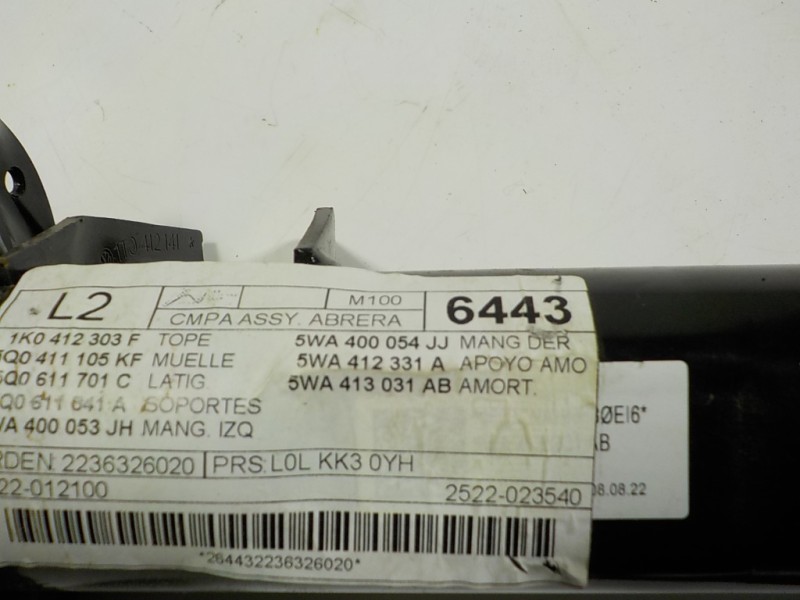 Recambio de amortiguador delantero derecho para seat leon sportstourer (kl8) 2.0 tdi referencia OEM IAM 5WA413031AB 5WA413031AB 