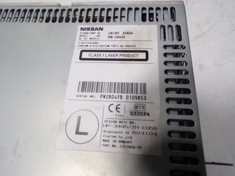 Recambio de sistema audio / radio cd para nissan qashqai (j10) tekna referencia OEM IAM 28185JD40A 28185JD40A 