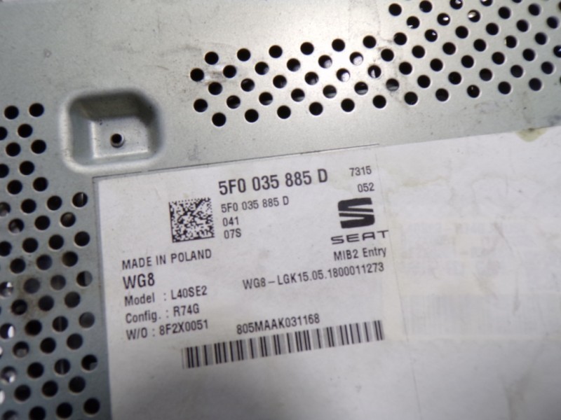 Recambio de sistema audio / radio cd para seat toledo (kg3) 1.6 tdi referencia OEM IAM 5F0035885D 5F0035885D 