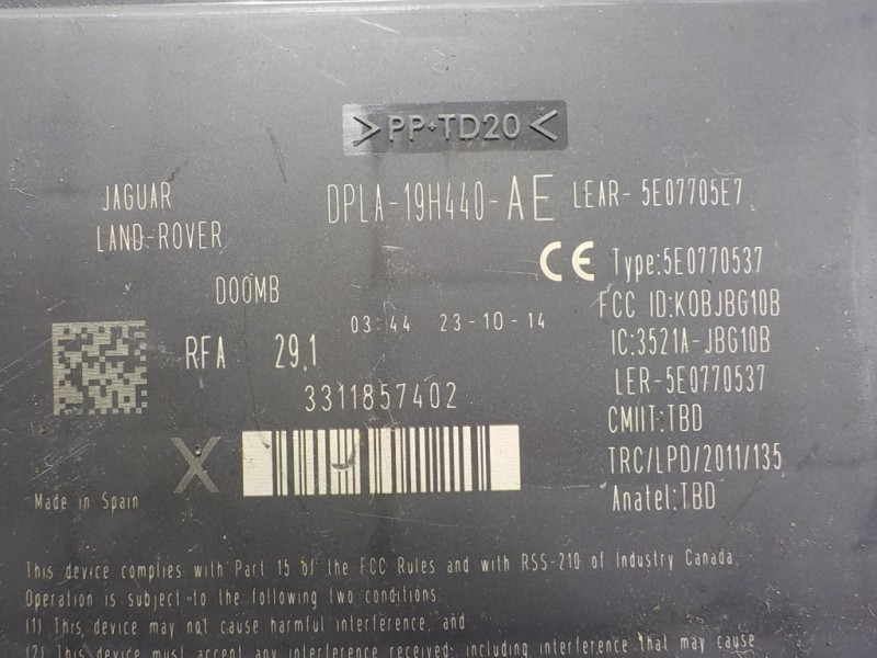 Recambio de modulo electronico para land rover evoque 2.2 td4 cat referencia OEM IAM LR071385 DPLA19H440AE 5E0770537