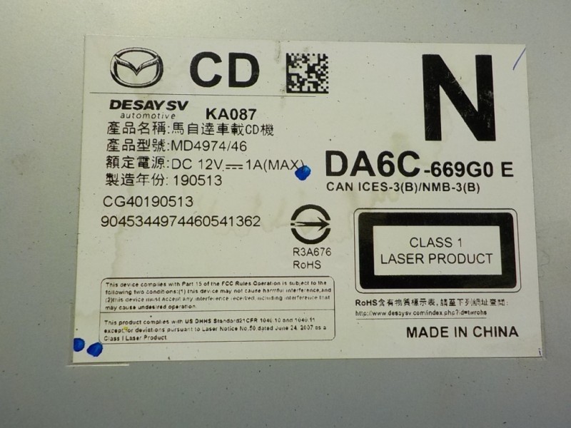 Recambio de sistema audio / radio cd para mazda cx-3 2.0 16v cat referencia OEM IAM  DA6C669G0E 