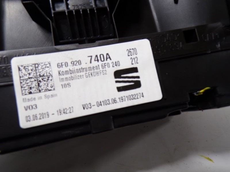 Recambio de cuadro instrumentos para seat ibiza (kj1) 1.0 referencia OEM IAM 6F0920740A 6F0920740A A2C17414400