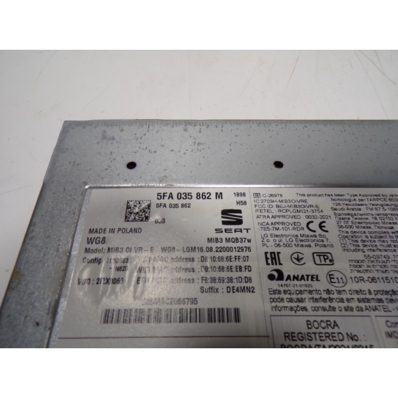 Recambio de sistema audio / radio cd para seat leon sportstourer (kl8) 2.0 tdi referencia OEM IAM 5FA035862M 5FA035862M 5FA03586