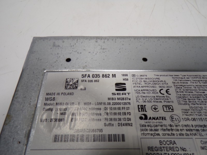 Recambio de sistema audio / radio cd para seat leon sportstourer (kl8) 2.0 tdi referencia OEM IAM 5FA035862M 5FA035862M 5FA03586
