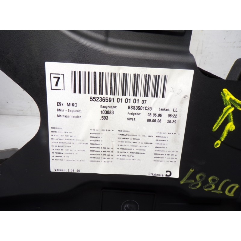 Recambio de apoyabrazos central para bmw serie 3 berlina (e90) 2.0 16v cat referencia OEM IAM 51169133804 5523659101010107 