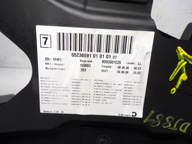 Recambio de apoyabrazos central para bmw serie 3 berlina (e90) 2.0 16v cat referencia OEM IAM 51169133804 5523659101010107 