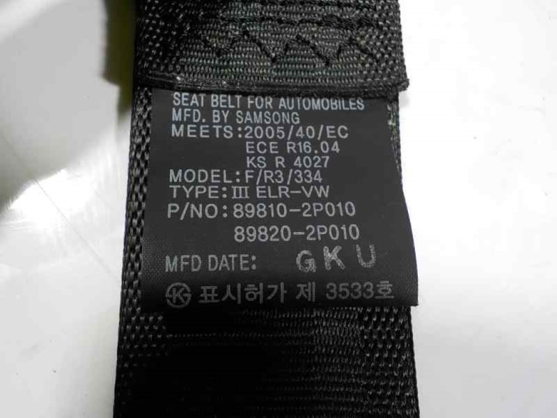 Recambio de cinturon seguridad trasero izquierdo para kia sorento () emotion 4x4 referencia OEM IAM 898102P020VA 898102P010 