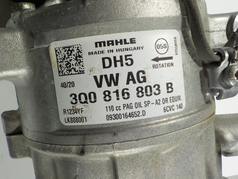 Recambio de compresor aire acondicionado para seat leon (kl1) 1.0 tsi referencia OEM IAM 3Q0816803B 3Q0816803B 