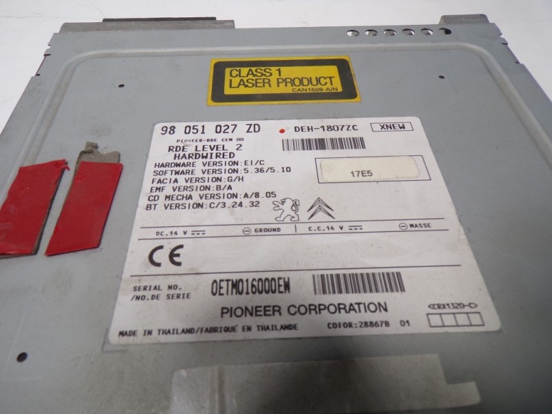 Recambio de sistema audio / radio cd para citroën c-zero referencia OEM IAM 98031964ZD 98051027ZD 