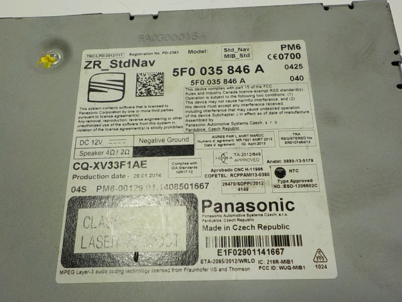 Recambio de sistema audio / radio cd para seat leon (5f1) style referencia OEM IAM 5F0035846A 5F0035846A 