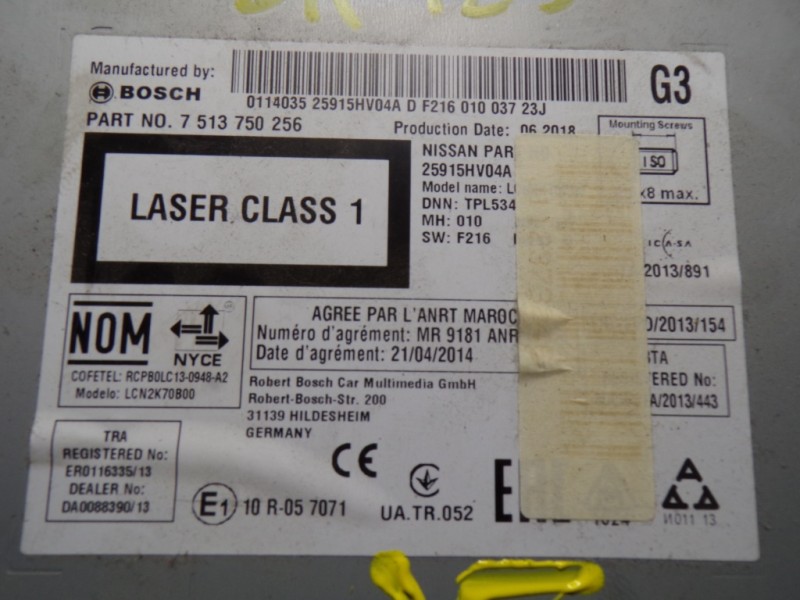 Recambio de sistema navegacion gps para nissan qashqai (j11) 1.2 16v cat referencia OEM IAM 25915HV04A 7513750256 