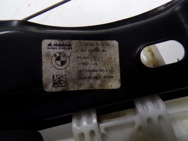 Recambio de elevalunas trasero derecho para bmw serie 3 touring (f31) 320d referencia OEM IAM 51357281888 7351050 67627341564