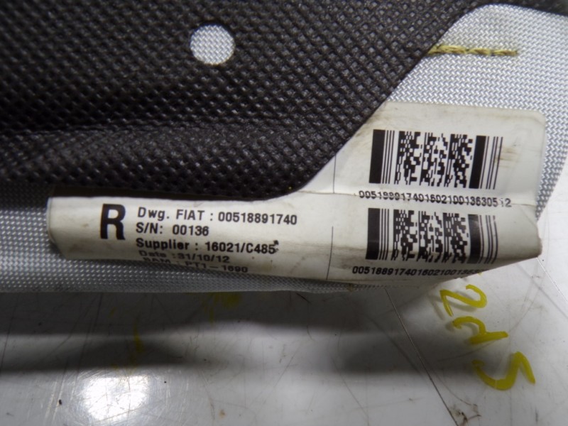 Recambio de airbag lateral delantero derecho para fiat 500 l (330) pop star referencia OEM IAM 51889174 00518891740 