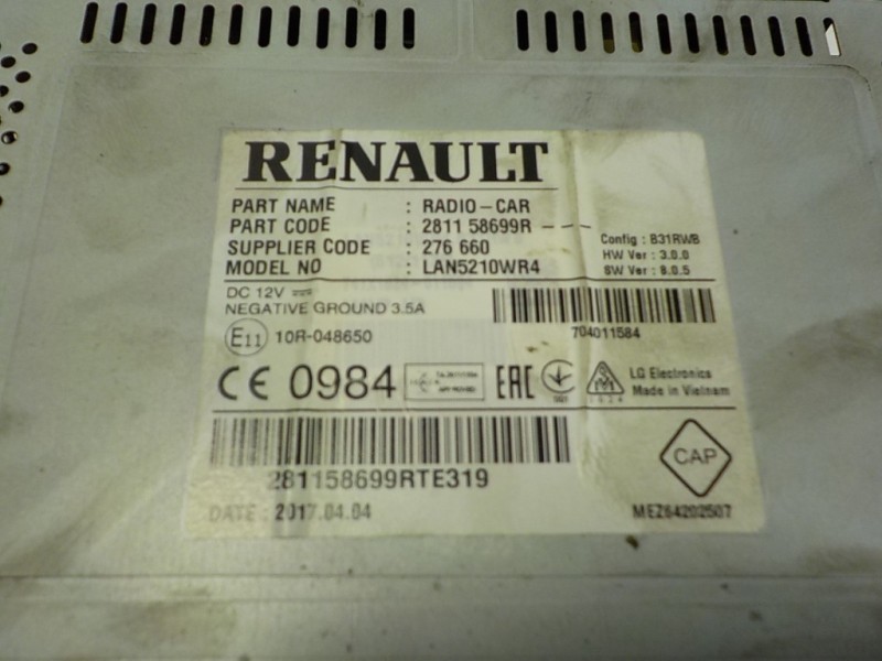 Recambio de sistema audio / radio cd para renault clio iv 0.9 tce referencia OEM IAM 281157316R 281158699R 