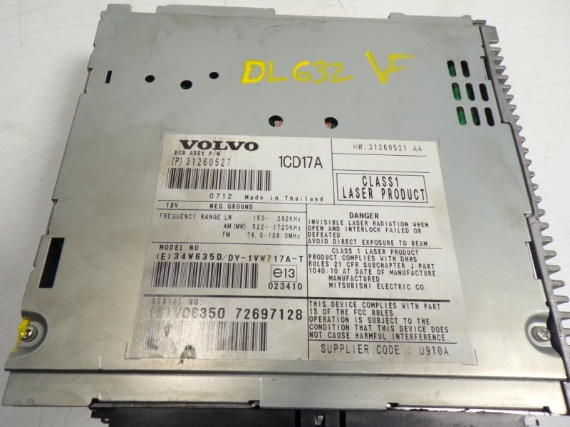 Recambio de sistema audio / radio cd para volvo c30 2.4 20v diesel referencia OEM IAM 36050355 31260527 