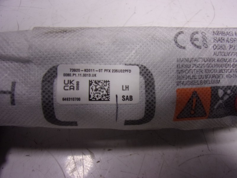 Recambio de airbag lateral delantero izquierdo para toyota yaris 1.5 vvti hev referencia OEM IAM 73920K0011 73920K0011 