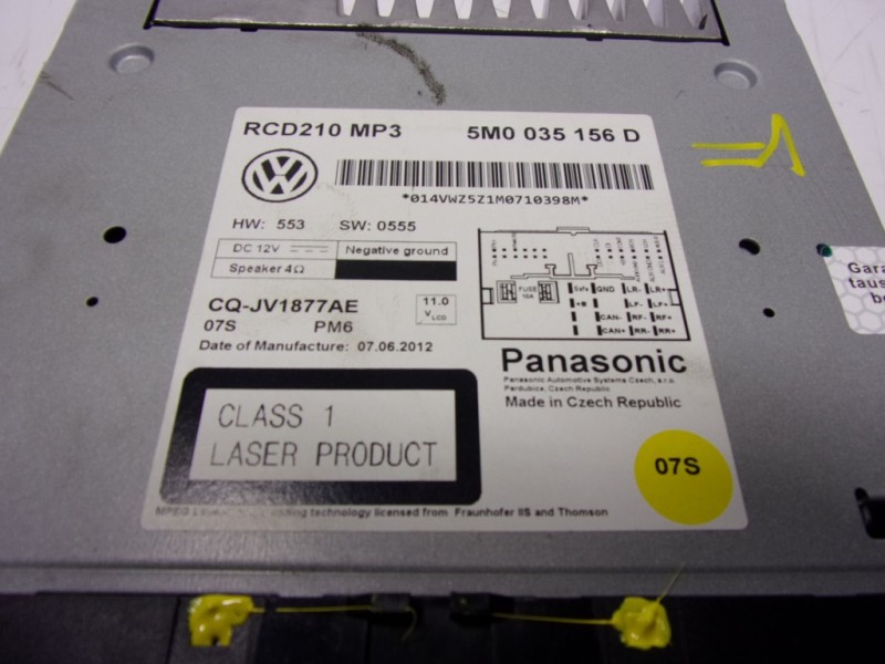 Recambio de sistema audio / radio cd para volkswagen polo (6r1) 1.2 12v referencia OEM IAM 5M0057187AX 5M0035156D 