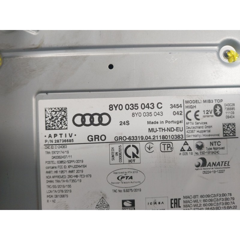 Recambio de sistema audio / radio cd para audi a3 sportback (8ya) 2.0 16v tdi referencia OEM IAM   