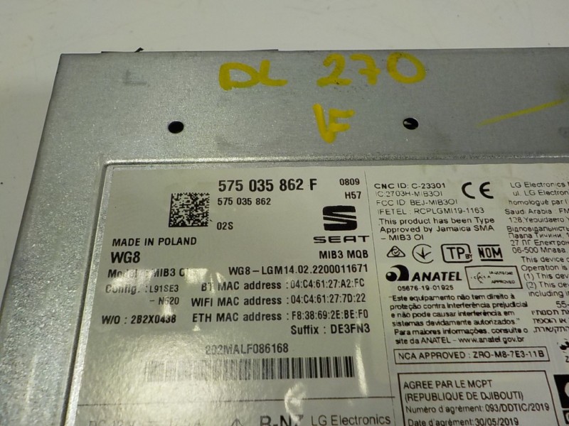 Recambio de sistema audio / radio cd para seat ibiza (kj1) fr referencia OEM IAM 575035862F 575035862F 