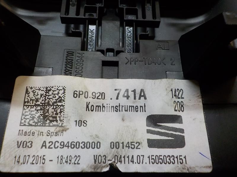 Recambio de cuadro instrumentos para seat ibiza (6j5) 1.4tdi 55kw referencia OEM IAM 6P0920741A 6P0920741A A2C94603000
