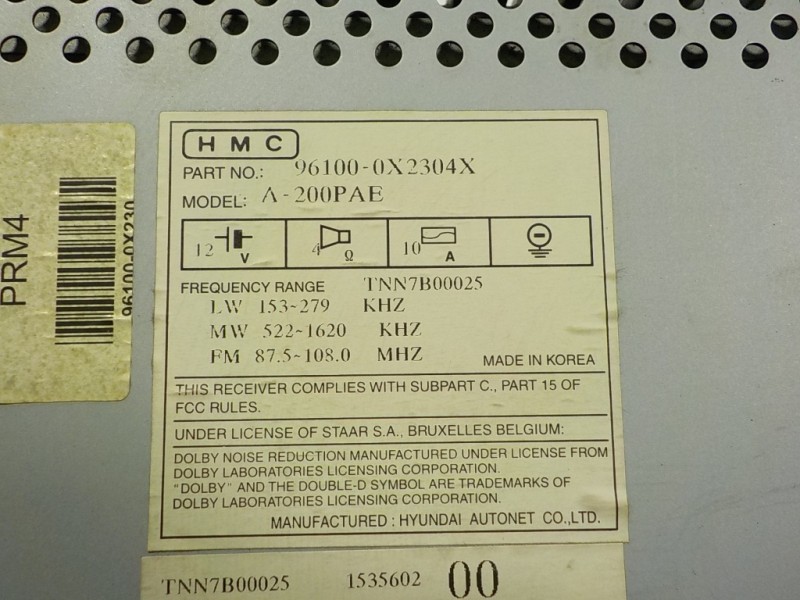 Recambio de sistema audio / radio cd para hyundai i10 1.1 12v cat referencia OEM IAM 961000X2304X 961000X2304X 