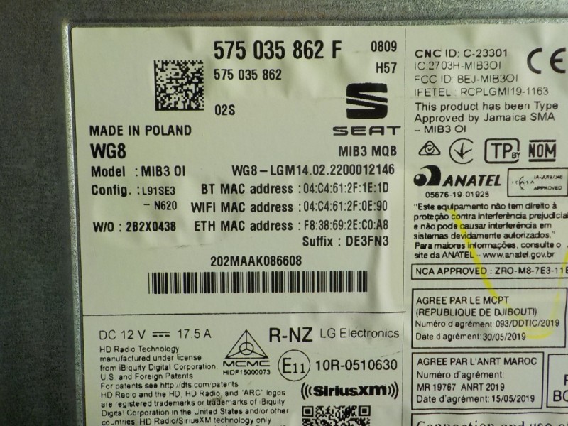 Recambio de sistema navegacion gps para seat arona fr go referencia OEM IAM 575035862F 575035862F 