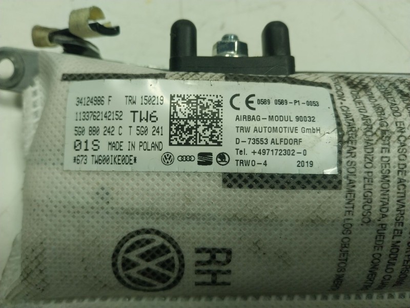 Recambio de airbag lateral delantero derecho para seat leon (5f1) 1.6 tdi referencia OEM IAM  5G0880242 