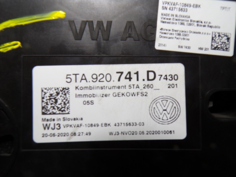 Recambio de cuadro instrumentos para volkswagen touran (5t1) 2.0 tdi referencia OEM IAM 5TA920741D 5TA920741D 