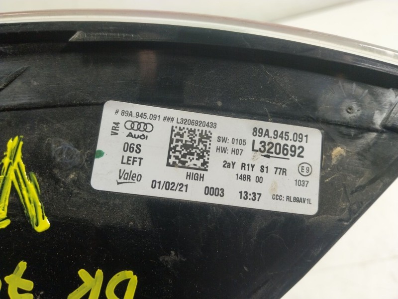 Recambio de piloto trasero izquierdo para audi q4 e-tron aq4e f4bac3 referencia OEM IAM  89A945091 