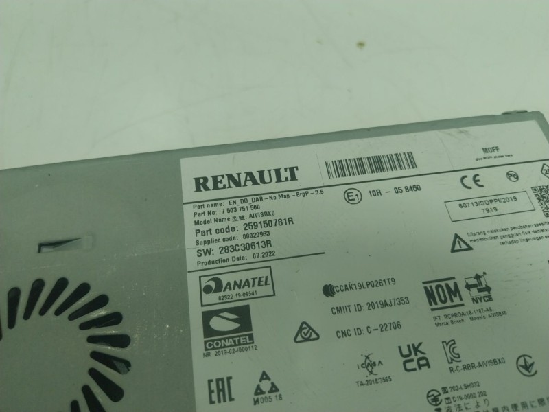 Recambio de sistema audio / radio cd para renault captur ii 1.0 tce referencia OEM IAM  259150781R 