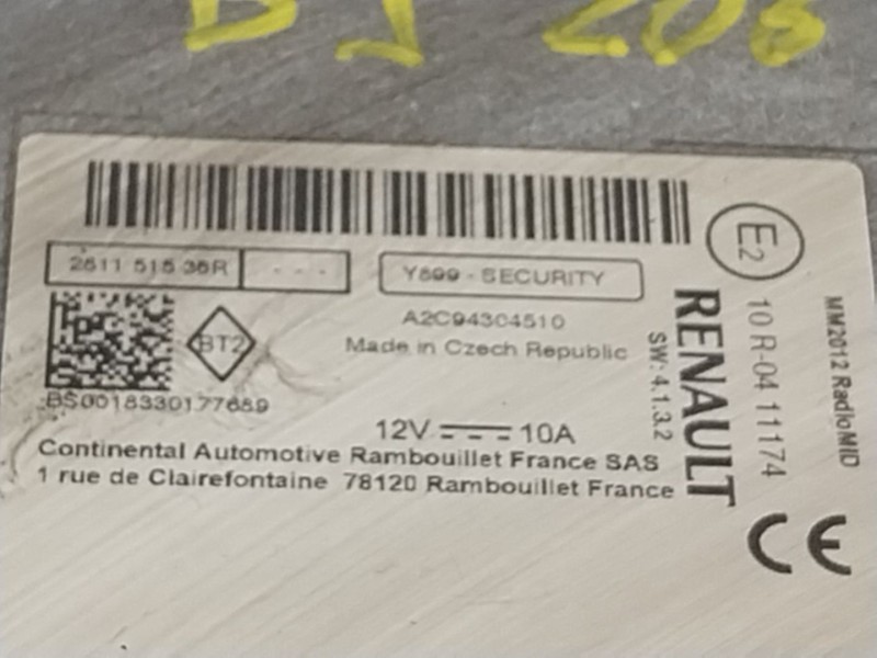 Recambio de sistema audio / radio cd para renault zoe 68 kw referencia OEM IAM  281151536R 