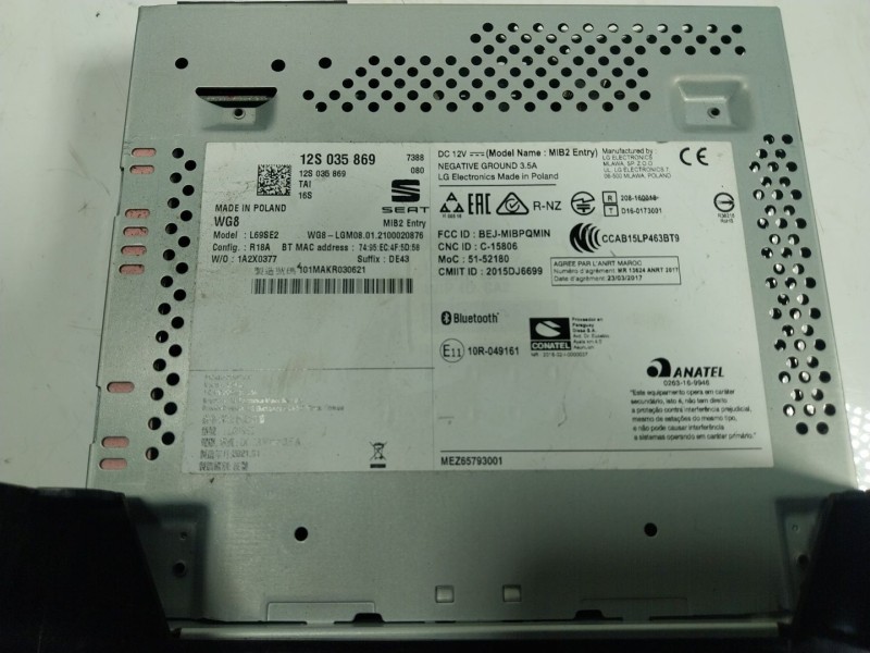 Recambio de sistema audio / radio cd para seat mii (kf1) electric referencia OEM IAM  12S035869 