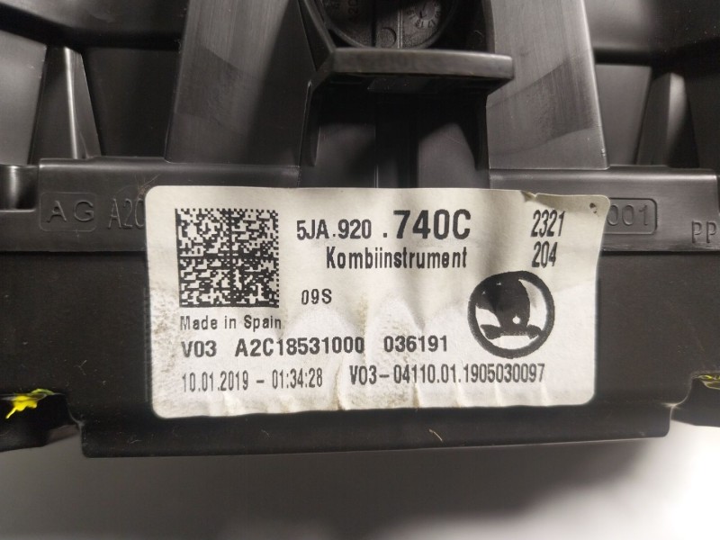 Recambio de cuadro instrumentos para skoda spaceback (5h) 1.0 tsi referencia OEM IAM  5JA920740C 