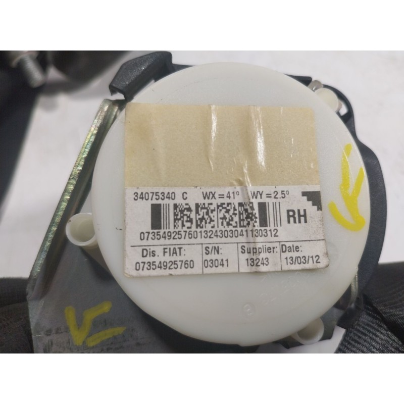 Recambio de cinturon seguridad trasero derecho para fiat nuova 500 (150) 1.2 cat referencia OEM IAM  34075340C 