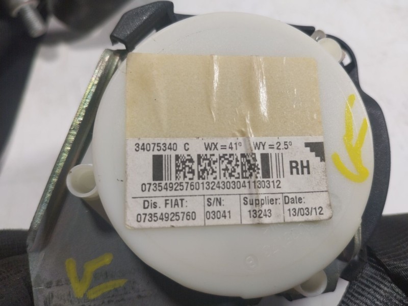 Recambio de cinturon seguridad trasero derecho para fiat nuova 500 (150) 1.2 cat referencia OEM IAM  34075340C 