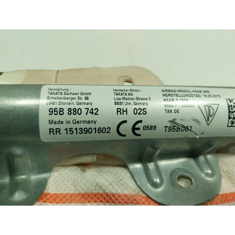 Recambio de airbag cortina delantero derecho para porsche macan (typ ) 3.0 v6 tdi cat referencia OEM IAM  95B880742 