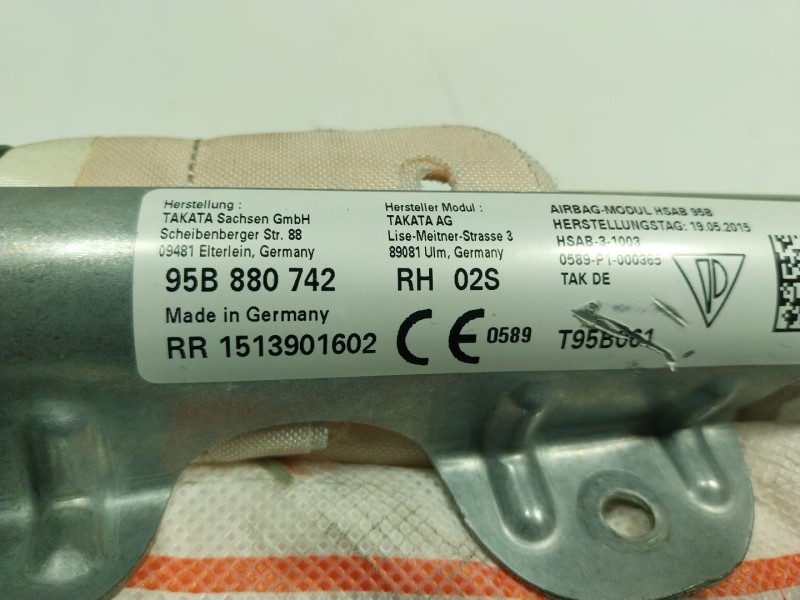 Recambio de airbag cortina delantero derecho para porsche macan (typ ) 3.0 v6 tdi cat referencia OEM IAM  95B880742 