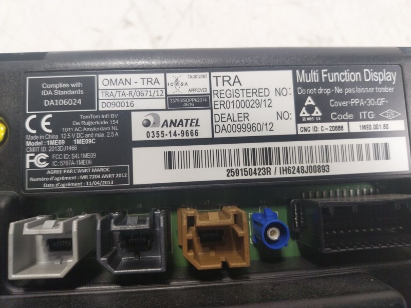 Recambio de pantalla multifuncion para renault zoe referencia OEM IAM  259150423R 