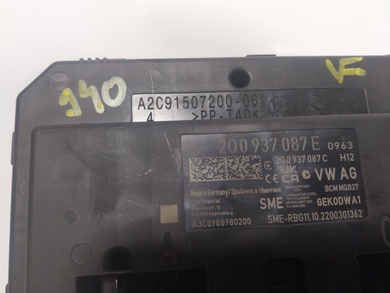 Recambio de modulo electronico para volkswagen t-cross (c11, d31) 1.0 tsi referencia OEM IAM  2Q0937087E 