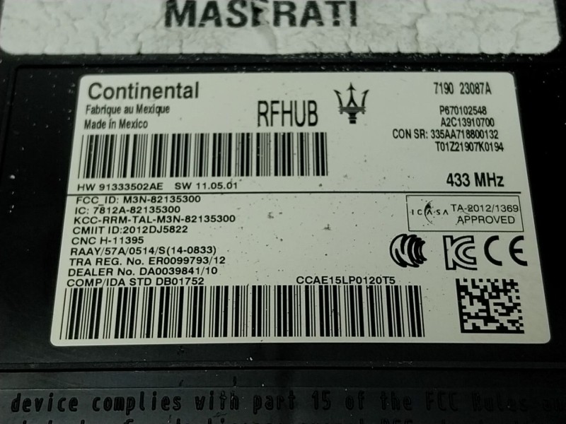 Recambio de modulo electronico para maserati levante 3.0 v6 twinturbo cat referencia OEM IAM  719023087 