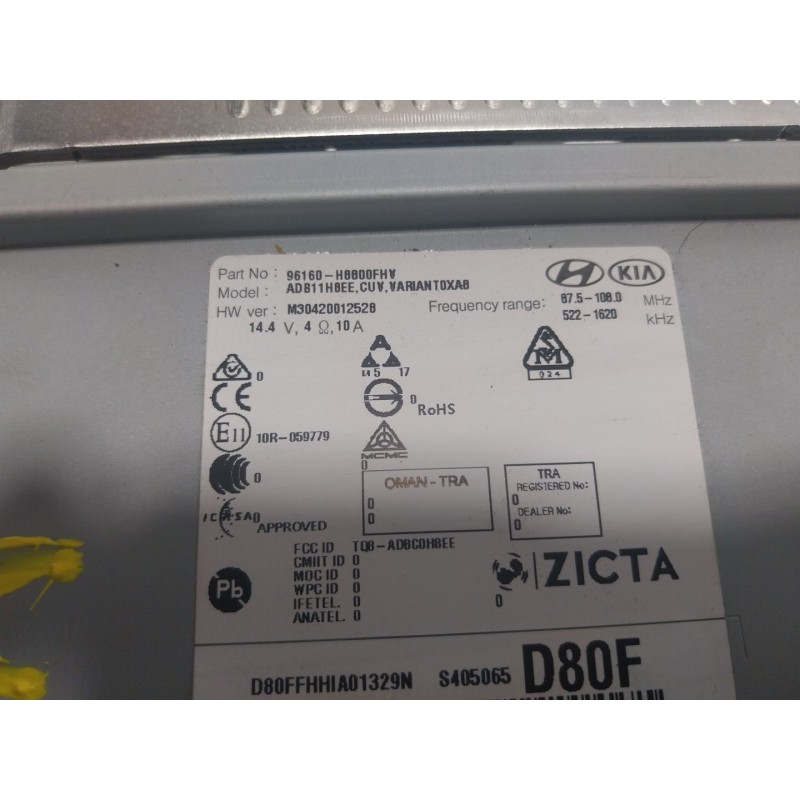 Recambio de sistema audio / radio cd para kia stonic (ybcuv) 1.6 crdi cat referencia OEM IAM 96160H8800FHV 96160H8800FH 