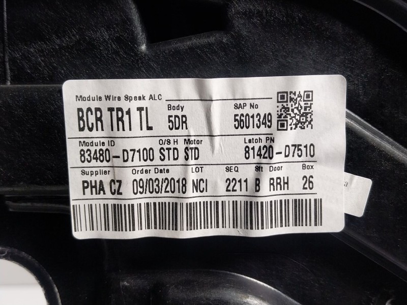 Recambio de elevalunas trasero derecho para hyundai tucson (tl, tle) 1.7 crdi referencia OEM IAM 83481D7000 83480D7100 