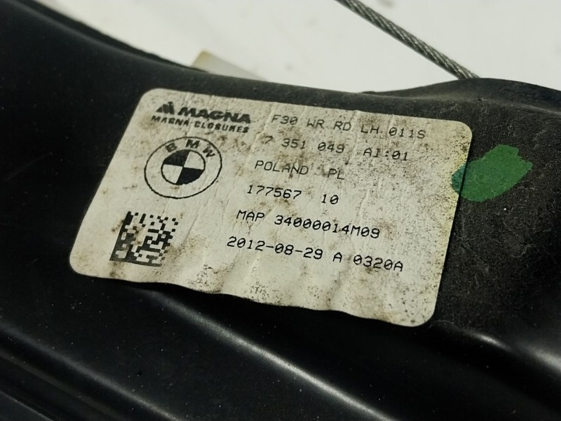 Recambio de elevalunas trasero izquierdo para bmw 3 (f30, f80) 320 d referencia OEM IAM 51357281887 7351049 67627341563