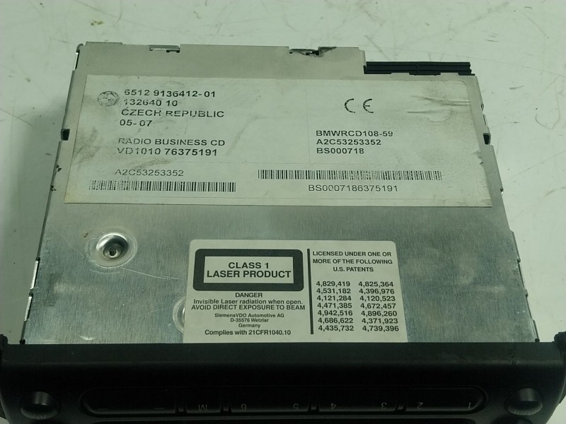 Recambio de sistema audio / radio cd para mini mini descapotable (r52) cooper referencia OEM IAM  9136412 