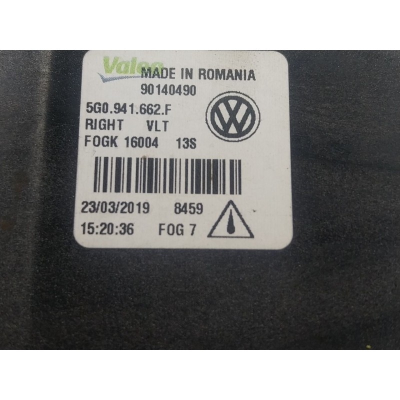 Recambio de faro antiniebla derecho para volkswagen golf vii (5g1, bq1, be1, be2) 1.6 tdi referencia OEM IAM 5G0941662F 5G094166