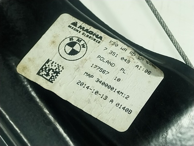 Recambio de elevalunas trasero izquierdo para bmw 3 (f30, f80) 320 d referencia OEM IAM  7351049 