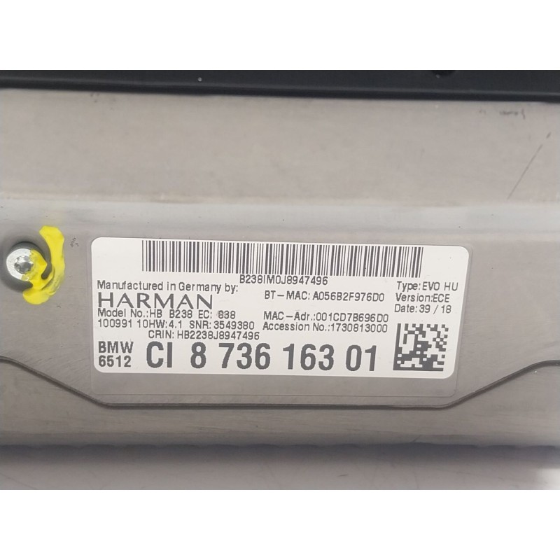 Recambio de sistema audio / radio cd para bmw x3 (g01, f97) xdrive 20 d referencia OEM IAM  873616301 