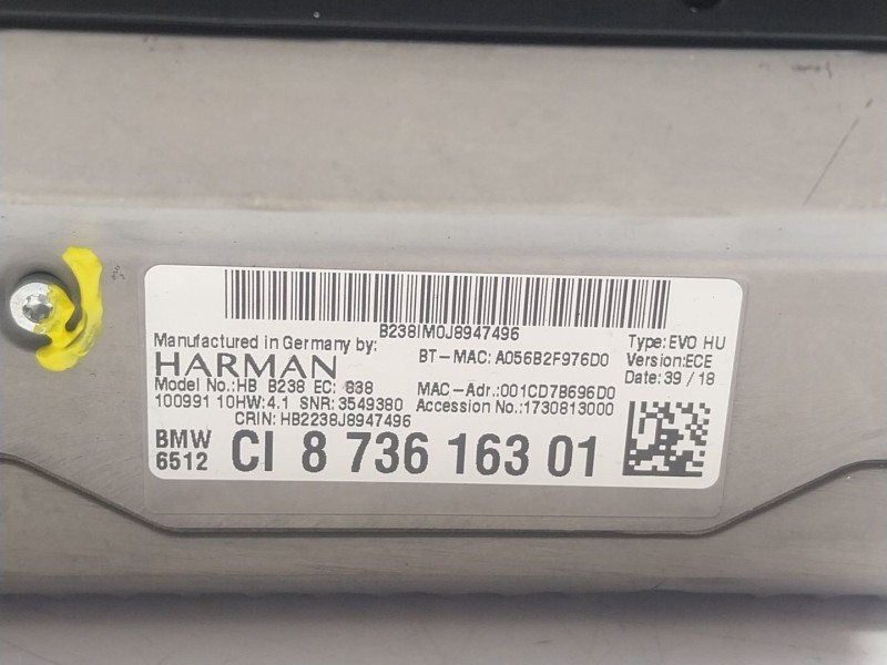 Recambio de sistema audio / radio cd para bmw x3 (g01, f97) xdrive 20 d referencia OEM IAM  873616301 